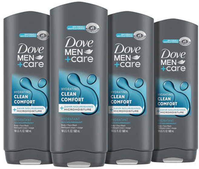 도브 MEN CARE 바디 앤 페이스 워시 클린 컴포트 532ml 4개