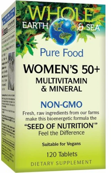 내추럴 팩터스 홀 어스 & 씨 여성 50+ 종합 비타민 및 Natural Factors Whole Earth & Sea Women's 50+ Multivitamin & Miner, 120개 (1팩), 1개 - 쿠팡