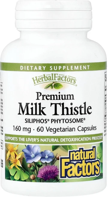 Natural Factors Herbal Factors® Premium Milk Thistle 160 mg 60 Vegetarian Capsules, 1개 - 쿠팡