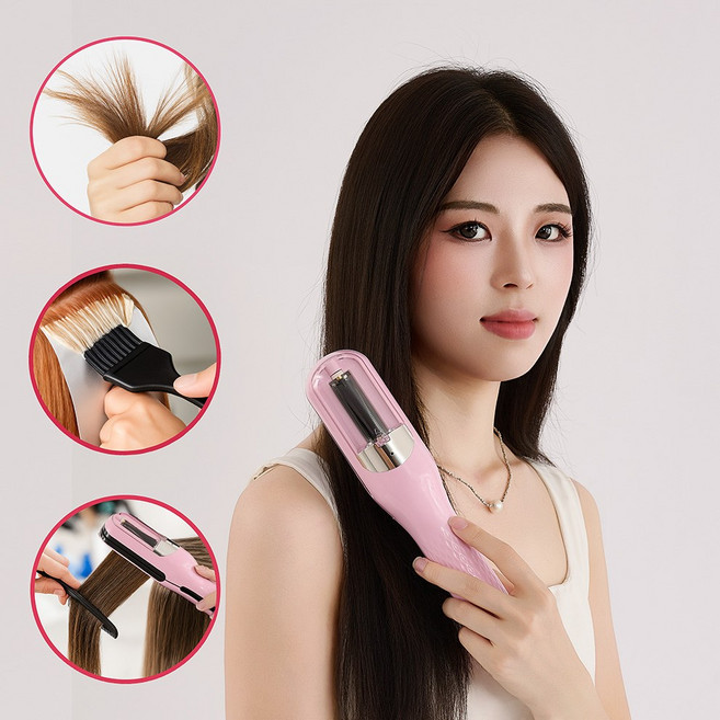 손상모 컷팅기 상한머리 트리머 셀프컷팅기 헤어커트기 무선 손상모헤어트리머, 핑크색