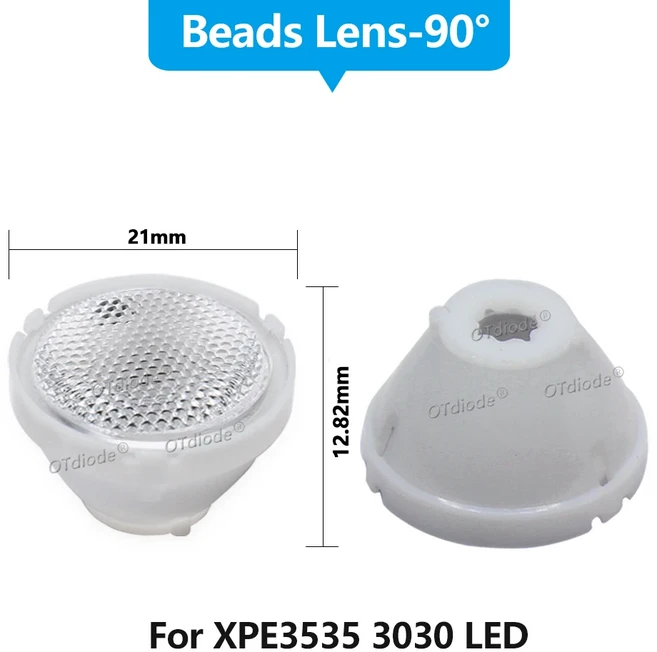 5-50pcs LED 렌즈 1W 3W 5W XPE 3535 3030 XPG2 XT-E 21mm 8 25 30 45 60 90도 초점 광학 반사경 콜리메이, 02 50pcs, 03 21mm-90 Degree