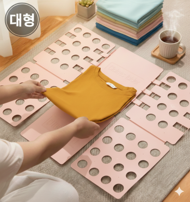 위시어스 옷 접기 정리 폴더 대형판, 핑크, 1개