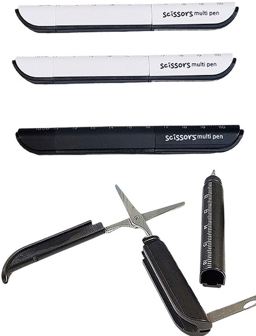 4가지기능의 가위펜 멀티 펜가위 볼펜 화이트2 블랙2 4p세트, 1세트, 펜가위 화이트2개 블랙2개