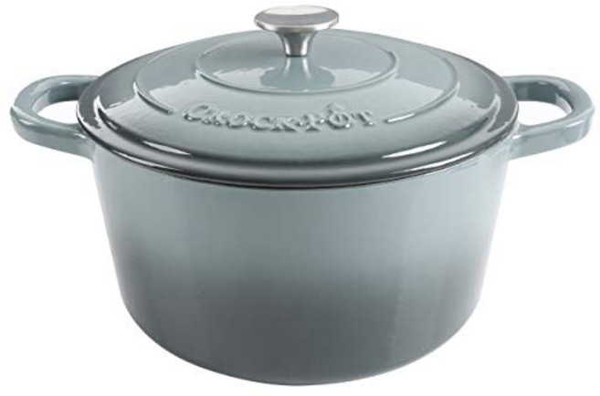 Crock-Pot Artisan Round Enameled Cast Iron Dutch Oven 7-Quar 도기 냄비 장인 원형 에나멜 주철 더치 오븐 7쿼트 슬레이트 그레, 1개, Slate Gray