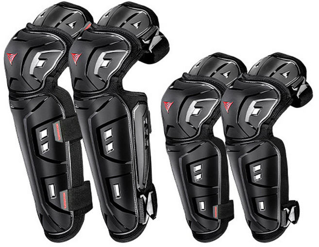 알나인 CE레벨2 오토바이 무릎 팔꿈치 보호대 세트 MDL1029, 블랙, 1개