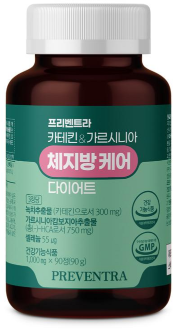 프리벤트라 카테킨&가르시니아 체지방케어 다이어트 1개월분 / 무첨가물 무부형제, 1개, 90정