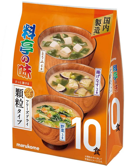 marukome 大容量冷凍乾燥高級餐廳顆粒味噌湯豆腐4入 + 炸茄子3入 + 蔬菜3入, 1個, 79g