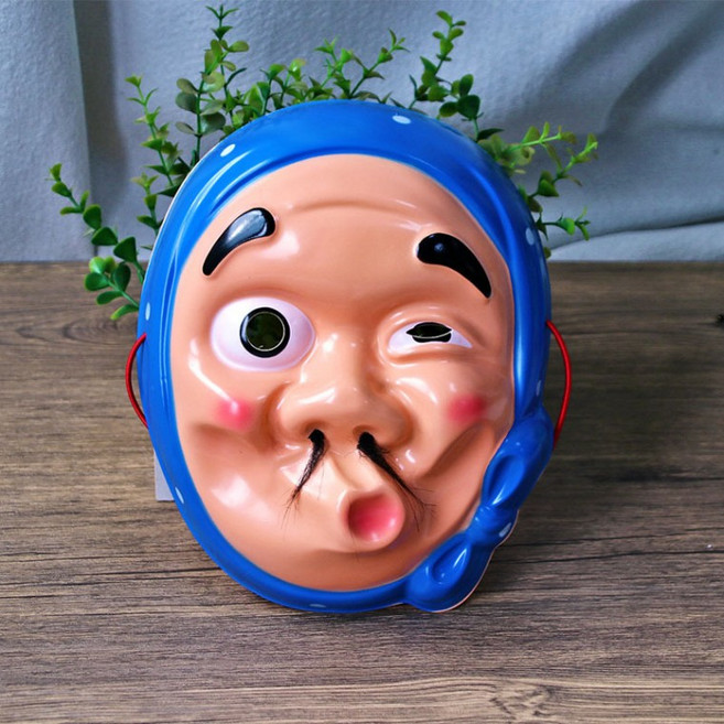 (당일출고)코믹얼굴가면 무도회 가면 얼굴 장기자랑 파티 마스크 운동회 응원 소품 할로윈 못생긴 남자 익, 블루, 1개