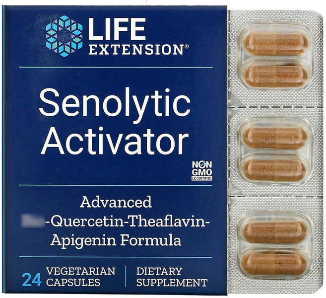 라이프익스텐션 세놀리틱 액티베이터 어드밴스드 퀘르세틴-테아플라빈-아피게닌 포뮬러 베지테리안 캡슐, 24정, 1개 - 쿠팡