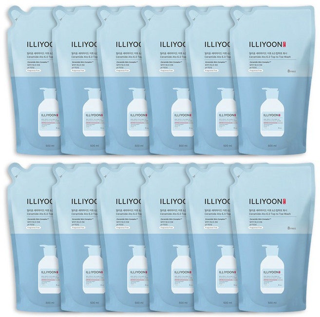 일리윤 세라마이드 아토 6.0 탑투토 워시 리필 500ml x12개, 12개