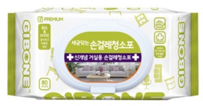 기본에 세균닦는 손걸레 청소포 캡형 80매, 1개