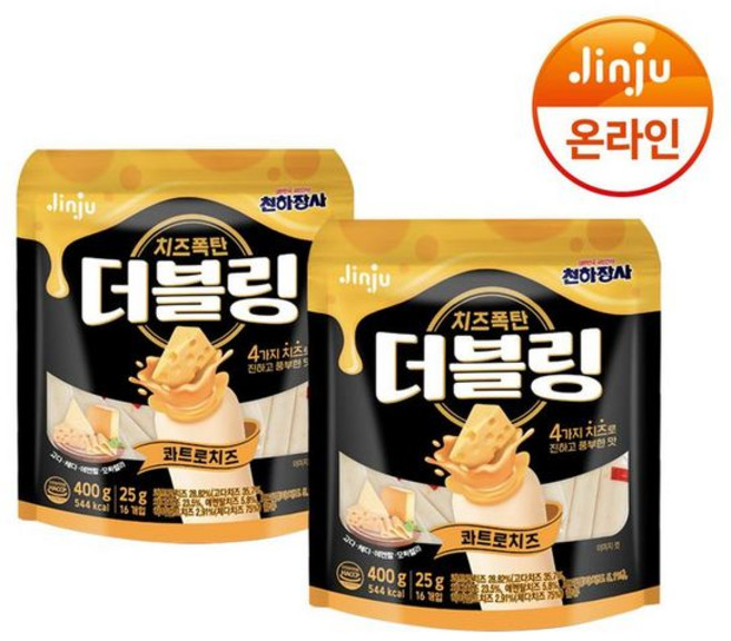 진주햄 천하장사 소시지 더블링 치즈 400g X 2개 콰트로 콘스윗 뿌링..33632442
