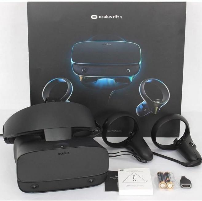 Oculus - Rift S PC 기반 VR 게임 헤드셋 블랙 터치 컨트롤러 3D 위치 오디오 내장형 룸 스케일 인사이트 트래킹 휠 조정 가능한 헤일로 헤드밴드 장착 BROA