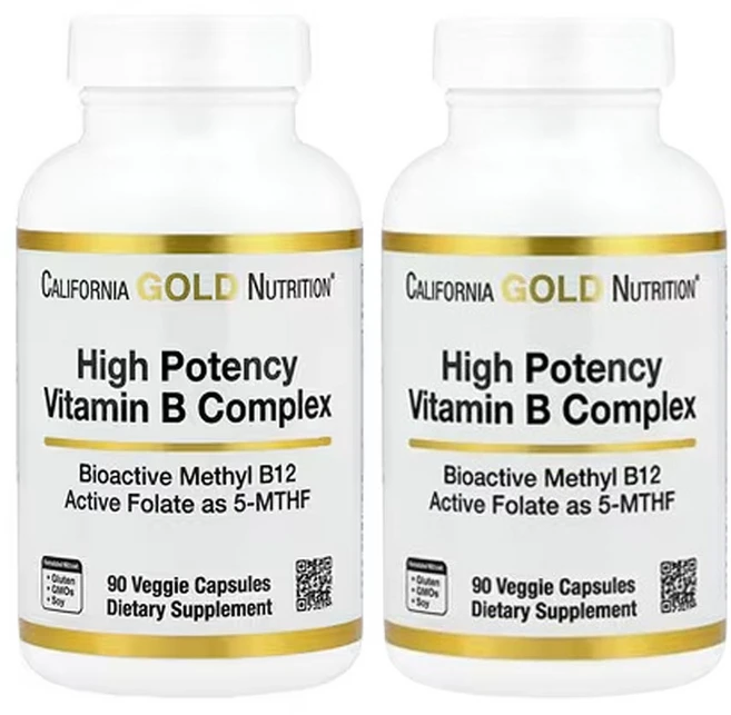 캘리포니아 골드 뉴트리션 고효능 비타민B 복합체 베지 캡슐 90정, 2개 - 쿠팡
