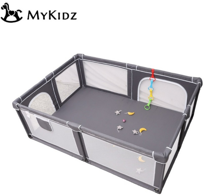 MyKidz 69公分高透氣遊戲圍欄, 1個, 300D透氣圍欄130*180(深灰), 深灰, 300D透氣圍欄130*180