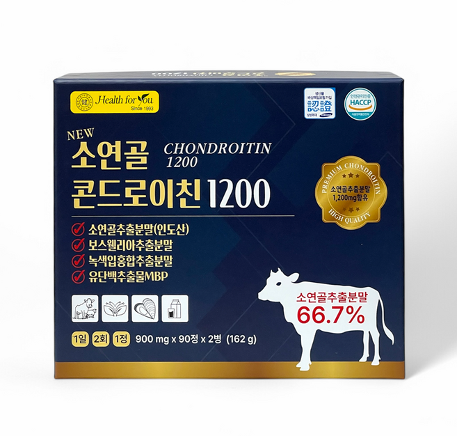 헬스포유 소연골 콘드로이친 1200 소연골추출분말 초록입홍합 MBP 콜라겐 무릅추출물 비타민 복합 180정, 1개