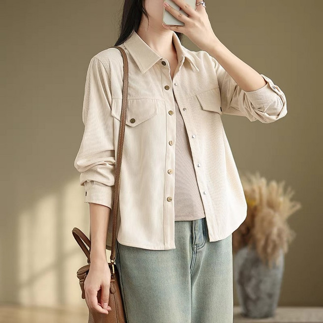 휠렉스 여성 봄 코듀로이 셔츠 자켓 셔켓 루즈핏 데일리 간절기 아우터 JT309