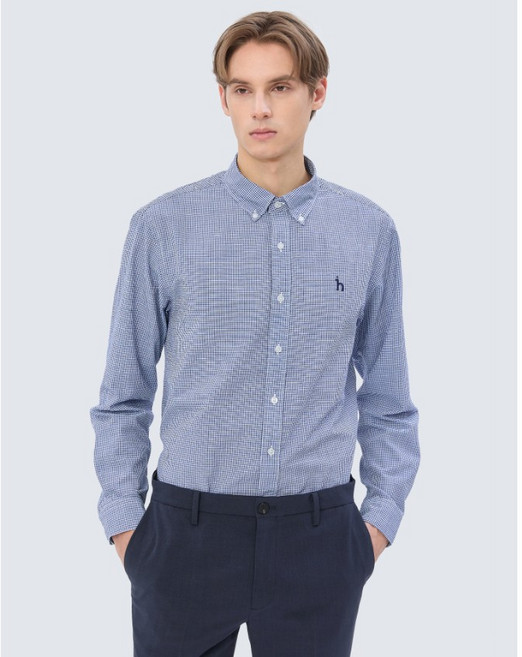 헤지스 블루 체크 긴팔캐주얼셔츠 YMWHSH5B311B2
