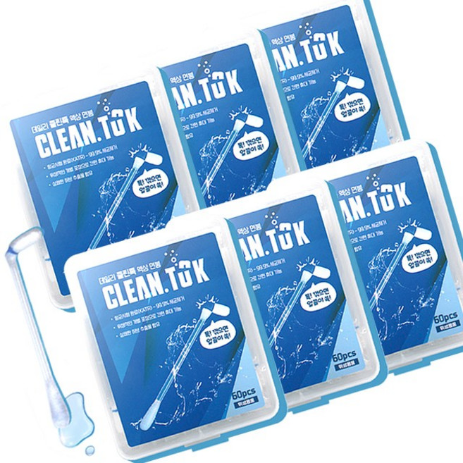 티에스 데일리 클린톡 액상면봉 60개 귓속청결제 세트, 1세트, 360개입
