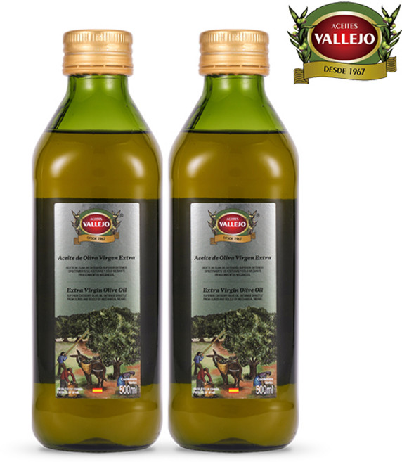 바예호 엑스트라버진 올리브오일 피쿠알 폴리페놀 스페인 냉압착 오일, 2개, 500ml