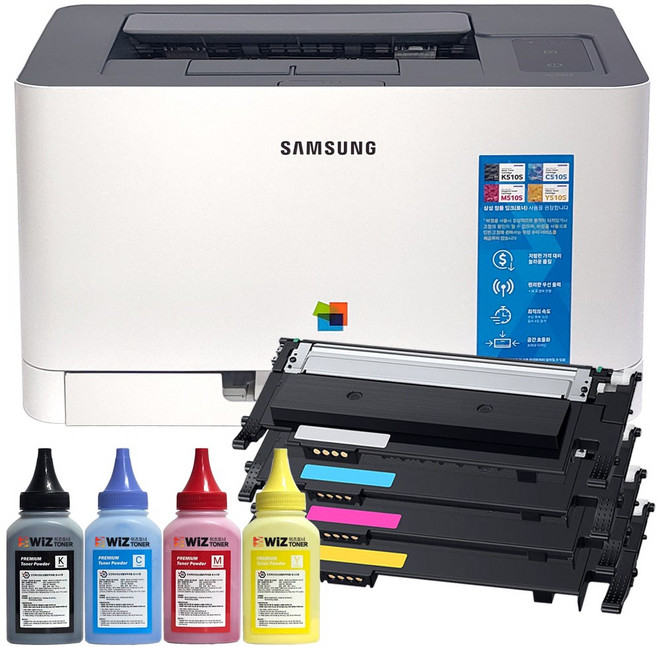 무한프린터 삼성 컬러 레이저 프린터 SL-C513 SL-C513W 와이파이 무선연결 무한토너+리필파우더 포함 풀세트 사무용 프린트기 가정용 프린터기, SL-C513 무한프린터
