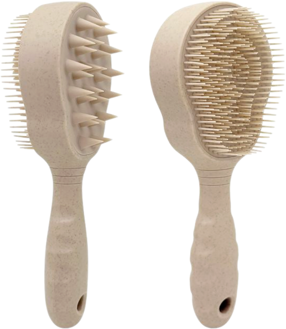 옐로구르미 두피 샴푸 브러쉬 양면 듀얼 실리콘 빗, 1개, 베이지