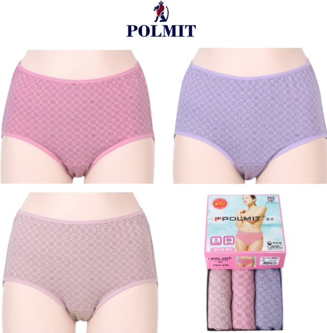 폴밋 국산 여성 맥시팬티 면스판 배꼽위 기장 3매입 576 상