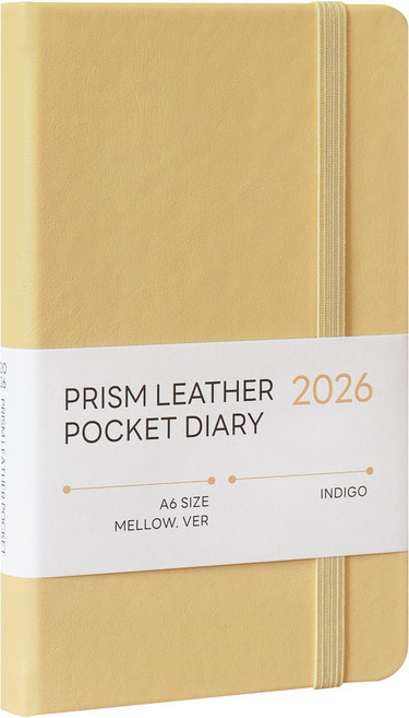 인디고 2026 프리즘 레더 A6 포켓 다이어리 날짜형 수첩형 월간 휴대용 플래너, [I7 03-006812] 버터멜로우