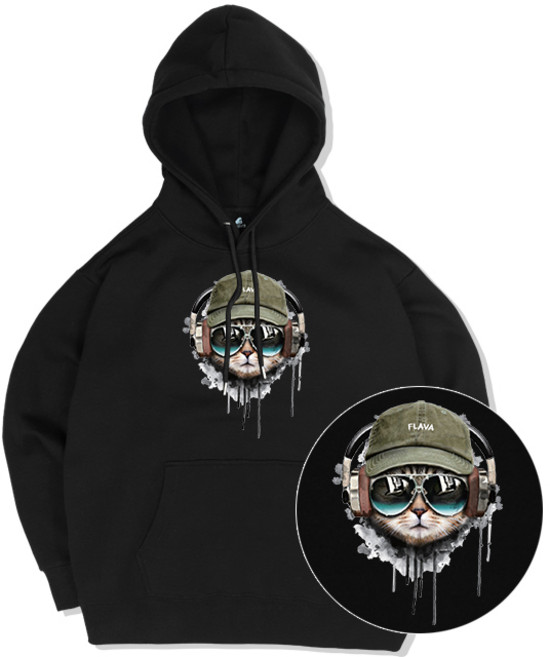 JYFASHIOIN 캡캣 후드티 고양이 그래픽 남자 여자 오버핏 후드 티셔츠