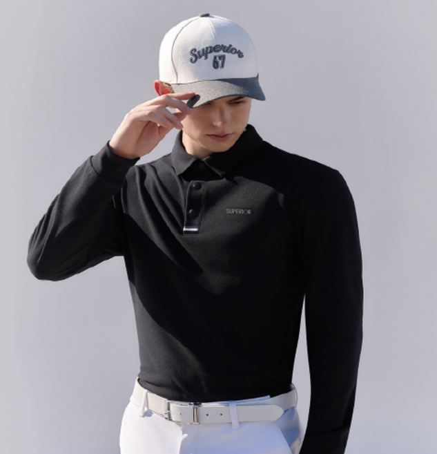 [슈페리어] 남성 기모 카라 티셔츠 블랙
