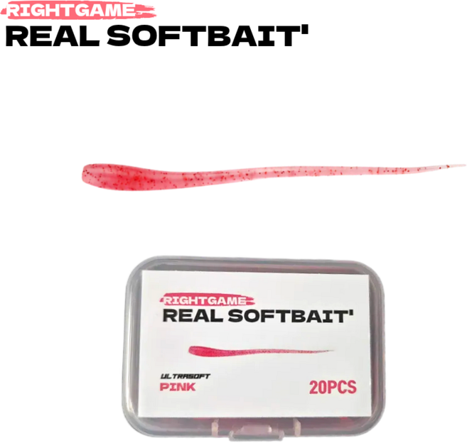 리얼베이트 볼락웜 아징웜 송어웜 투명 실치 라이트게임, 1박스, 핑크(PK) 20p
