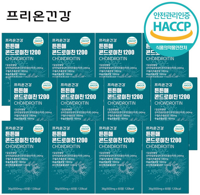 프리온건강 튼튼애 상어연골 저분자 콘드로이친 1200 12개월분, 12개, 60정