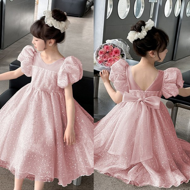 키즈목마 여아 퍼프 롱드레스 주니어 초등여아 연주회 발표회 콩클 웨딩 화동 생일 파티 드레스 669