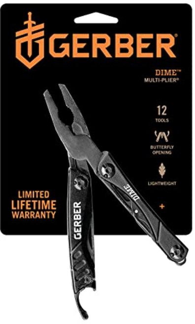 거버 기어 30-000469N 12-in-1 다임 멀티툴 미니 니들 노즈 플라이어 포켓 나이프 키체인 병따개 EDC 기어 블랙, Black, 1개