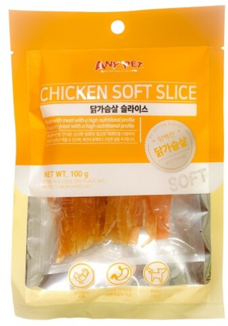 애니펫 강아지 닭가슴살 슬라이스 간식, 닭고기맛, 100g, 10개