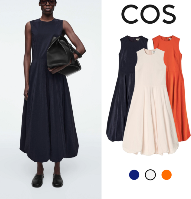 COS 여성 슬리브리스 버블 헴 미디 드레스 1281602002