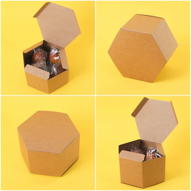 [메이크팩 구움과자 육각상자 블랙 크라프트, 100개