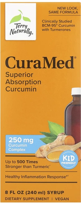 건강챙기세요 Terry Naturally CuraMed 시럽 흡수력이 뛰어난 커큐민 250mg 240ml(8fl oz) 백살까지오래오래, TerryNaturallyCuraMed시럽흡수력이뛰어난, 1개, 240ml - 쿠팡