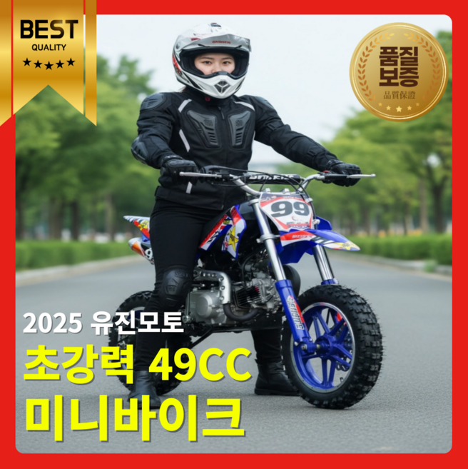 유진모토 초강력 미니 바이크 49CC 포켓 오토바이 산악 레저용 소형 오프로드 2행정 성인, 아티스트블루