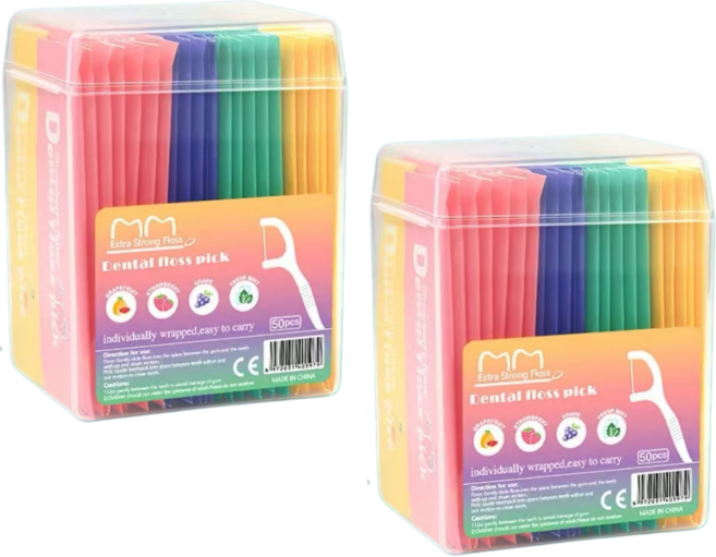 과일향 일회용 치실 개별포장 스케일링 치석제거 입냄새케어 자몽 딸기 포도 민트, 1세트, 100개입, 0.05cm