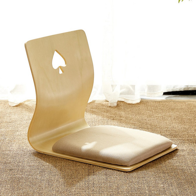 등받이 의자 바닥 앉은뱅이 쿠션 좌식, 피치 린넨 원목, 행장을 갖추다