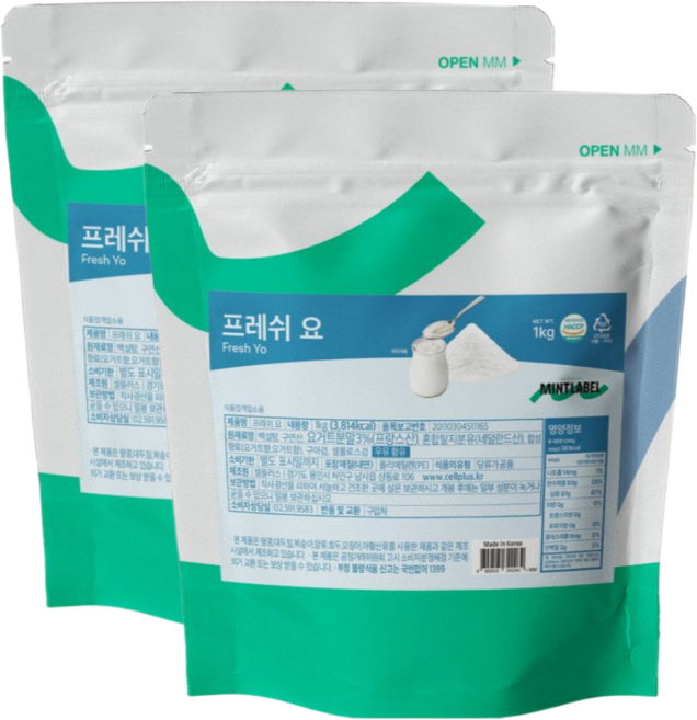 민트라벨 프리쉬요 요거트아이스크림 스무디 파우더, 2개, 1개입