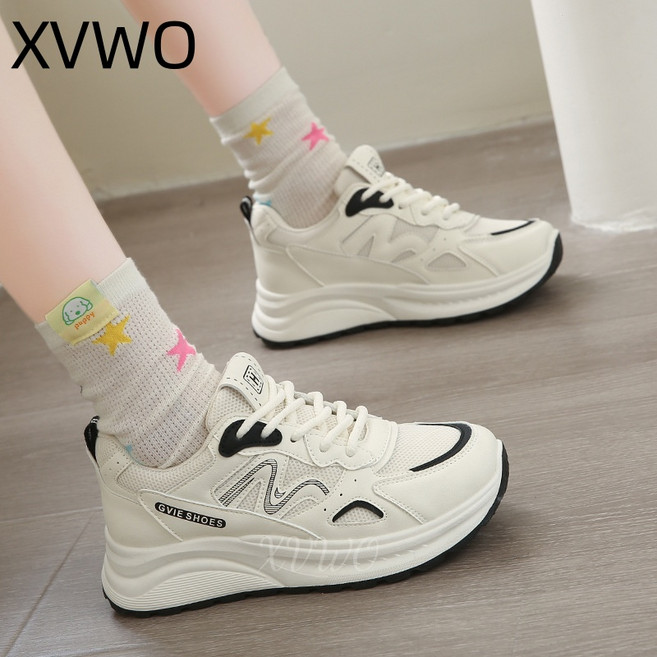 XVWO 봄 시즌 여성용 캐주얼 메시 운동화 가벼운 편안한 트렌디 스포츠 신발