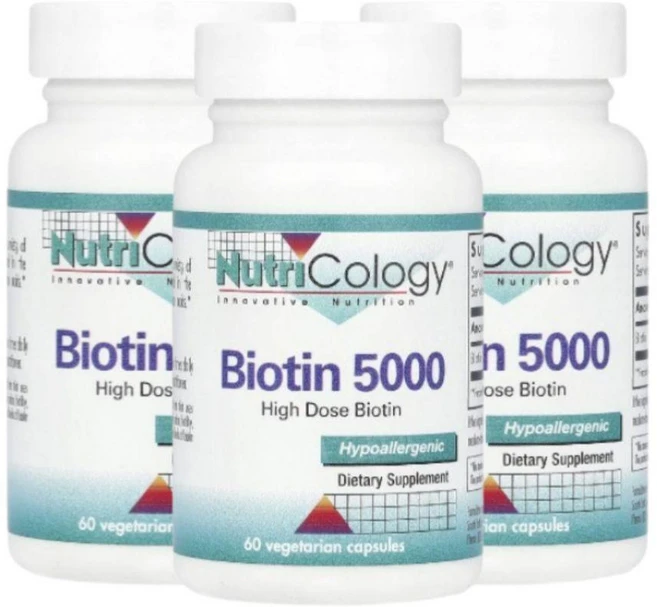 뉴트리콜로지 비오틴 5000mcg 60캡슐 비타민B7 Biotin 3개 - 쿠팡