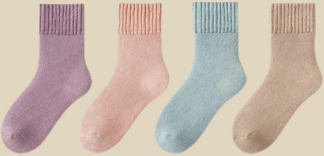 에쉬울프 마카롱 기모 무지양말 4켤레 1세트