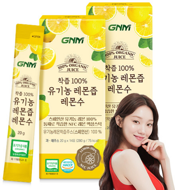 GNM NFC착즙 100% 유기농 레몬즙 레몬수 스틱 / 레몬 원액, 280g, 2박스