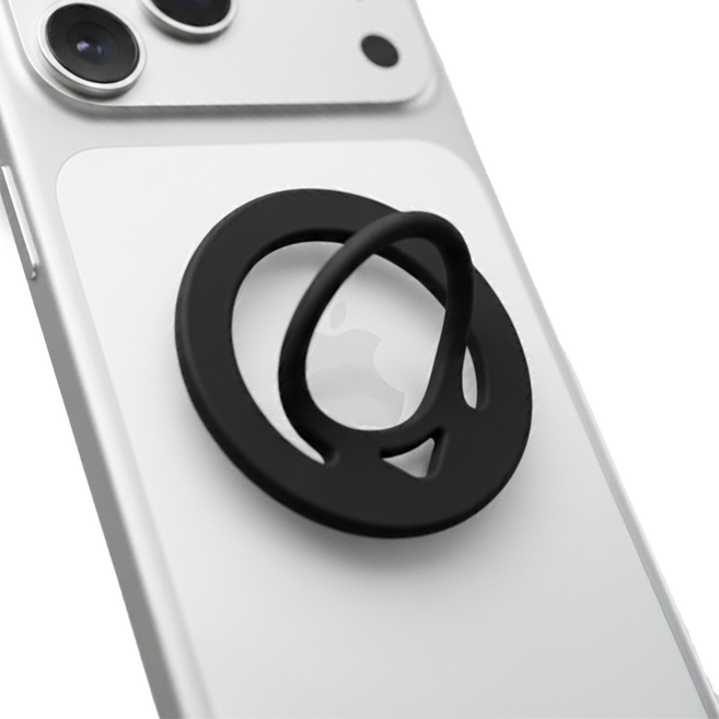 지피 맥세이프 실리콘 핑거링 양면자석 부착 링 홀더, 양면 자석, 블랙