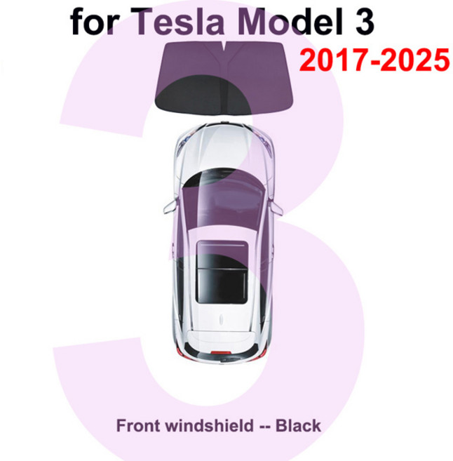 LED전구 Tesla Model Y Juniper 2025 Window Sun Shade 모델 3 X S 2024 2023 앞 유리 차양 어닝 캐노피 Anti-UV 전체 개인 정보, [03] M3 Front Windshield
