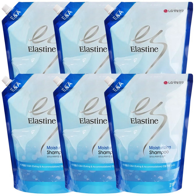 lg생활건강 [샴푸] 엘라엘라스틴 모이스처 샴푸_리필 (2100ML X 6EA), 2.1L, 6개