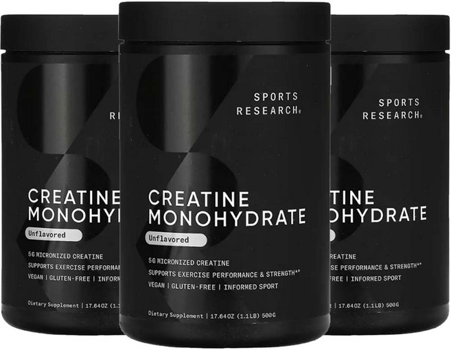 스포츠리서치 크레아틴 로딩 크레아티닌 Creatin Creatine 500g3통, 500g